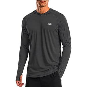 Twekfish Men's UPF 50+ Long Sleeve Hooded Fishing Rash Guard Tee (Various) $7