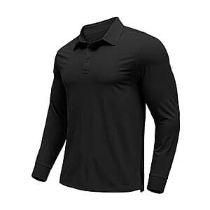 PINSPARK Men's Long Sleeve UPF 50+ Moisture Wicking Golf Polo Tee (various) $9