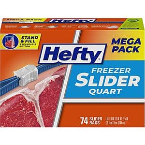 Select Accounts: 74-Ct Hefty Slider Quart Freezer Bags $5.75 & More w/ S&S