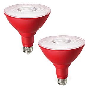2-Pk EDISHINE PAR38 18W Red LED Outdoor Floodlight E26 Bulbs $8