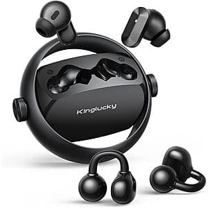 Kinglucky 2-in-1 Wireless Bluetooth Earbuds w/ In-Ear & Open-Ear Clip-On $15