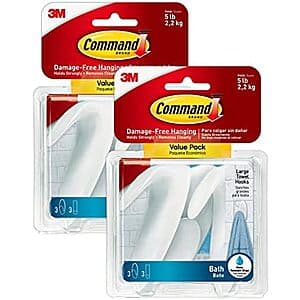 Prime Members: 2-Pack 3-Count 3M Command Large Bath Towel Hooks $3.35 + Free Shipping