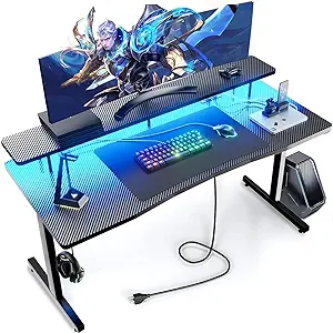 55" GTRACING Computer Desk w/ RGB LED Lights, Monitor Stand, & Mousepad $49.30 + Free Shipping