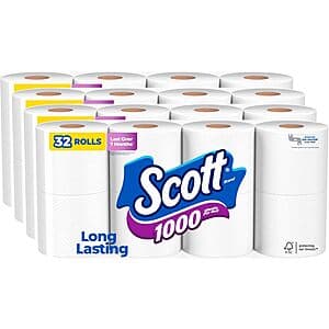32-Pack Scott 1000 1-Ply Toilet Paper (1000 Sheets per Roll) $21.30 w/ Subscribe & Save
