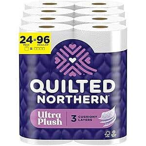 24-Ct 255-Sheets Quilted Northern 3-Ply Toilet Paper Mega Rolls (Ultra Plush) $18 w/ S&S