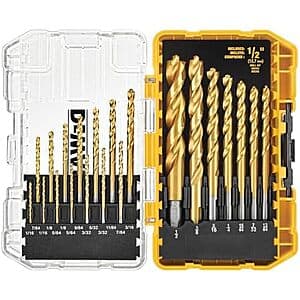 21-Pc DeWALT Titanium Nitride Coated Pilot Point Drill Bit Set w/ Case $21