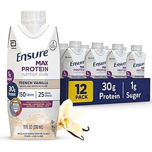 Select Accounts: 12-Pk 11-Oz Ensure Max Protein Nutrition Shake (French Vanilla) $15.40 w/ Subscribe & Save