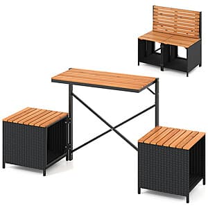 Costway 2-in-1 Transforming Picnic Table & Chairs Set w/ Storage $78 + Free Shipping