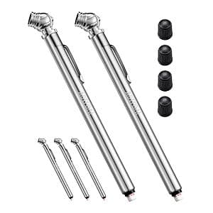 2-Pk AstroAI 75PSI Air Pencil Tire Pressure Gauges (Stainless Steel) $2