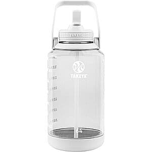 64-Oz Takeya Tritan Motivational Water Bottle (Cloud White) $14