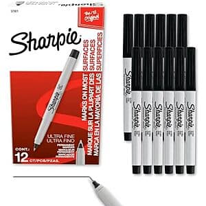 12-Count Sharpie Ultra Fine Point Permanent Markers (Black) $6.80 w/ S&S
