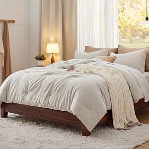 3-Pc Bedsure Prewashed King Comforter (Beige, 104"x90") $19.70