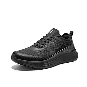 Bruno Marc men's mesh lace-up walking shoes available in black, white, and sand colorways.