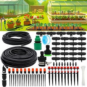 100' PETUOL Drip Irrigation Kit w/ Adjustable Nozzles $15