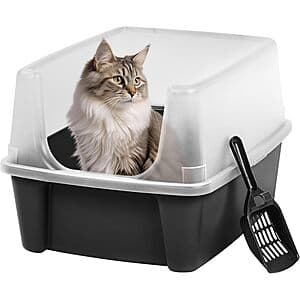IRIS USA Large Open Top Cat Litter Box with Scatter Shield and Scoop $9.80