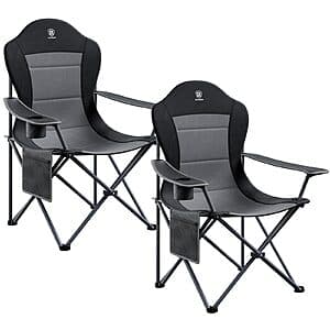 2-pk EVER ADVANCED Folding Camping Chair w/ High Padded Back (black) $70 + Free S&H