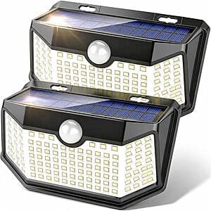 2-Pk HMCITY 120-LED Motion Sensor Outdoor Solar Lights $7