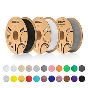 5kg 1.75mm ELEGOO 3D Printer Filament: ABS or PLA+ $45.55, Rapid PETG $38.35 & More + Free S&H