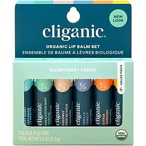 6-Pack Cliganic Organic Lip Balm Set (Rainforest Fresh) $6 w/ Subscribe & Save