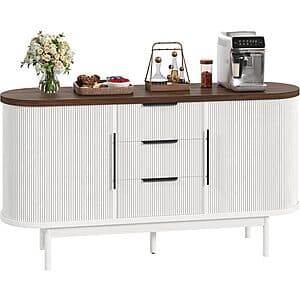 55" DWVO Fluted Sideboard Buffet Storage Cabinet w/ 3 Drawers & Sliding Door $127.50 + Free S&H
