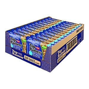 24-count 3-oz Nissin Top Ramen Noodle Soup (Soy Sauce) $10
