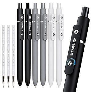 6pk STAGEEK GX3 Black Fine Point Gel Pens + 3 Refills $8.45 w/ S&S