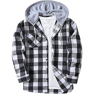JACKETOWN Men's Plaid Hooded Flannel Shirt Jacket (Various) $10