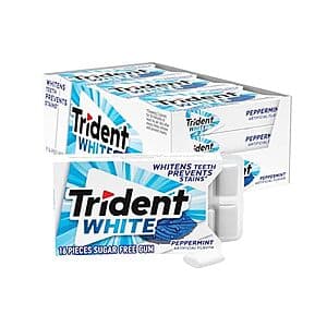 Select Accounts: 9-Pack 16-Piece Trident White Sugar Free Gum (Peppermint) $6.30 w/ S&S