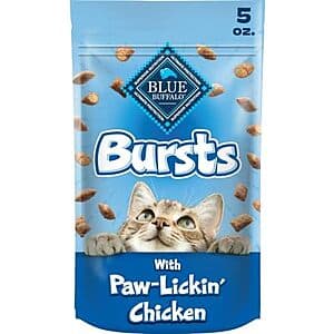 Select Accts: 5-Oz Blue Buffalo Bursts Paw-Lickin' Chicken Crunchy & Creamy Cat Treats $1.65 w/ S&S