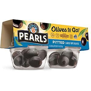 6-ct 4-pk 1.2-oz Cups Pearls Olives To Go! Large Ripe Pitted Black Olives $7.35 w/ Subscribe & Save