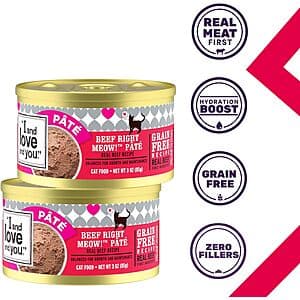 24-Pack 3oz. I and love and you Wet Cat Food (Beef Right Meow Pate) $15 w/ Subscribe & Save