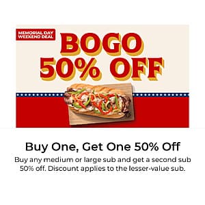 Firehouse Subs App Exclusive Coupon Offers: Any Medium or Large Sub B1G1 50% Off & More (Valid thru 5/25)