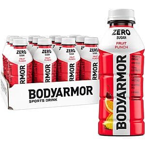 12-Pk 16-Oz BodyArmor Zero Sugar Electrolyte Drink (2 Flavors) $9 w/ S&S