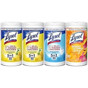 4-Pk 80-Ct Lysol All-Purpose Disinfecting Wipes (Mango + Linen + 2x Lemon) $12.10 w/ S&S