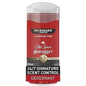 Old Spice Men's Aluminum Free Deodorant in Swagger scent, 3.8oz invisible solid stick in packaging.