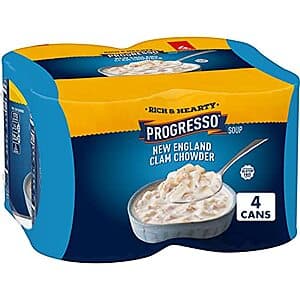4-Pack 18.5-Oz Progresso Rich & Hearty New England Clam Chowder Soup $3.10