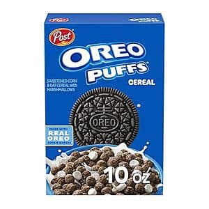 10-Oz Oreo Puffs Chocolate Breakfast Cereal 2 for $4.20 w/ S&S
