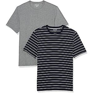 2-Pack Amazon Essentials Men's Short Sleeve Crewneck T-Shirts (Various) $5.15