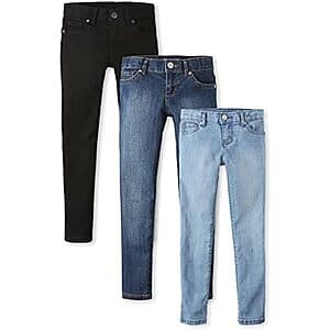 3-Pk The Children's Place Girl's Super Skinny Jeans (Black/Indigo/Sky Blue) $15 or less