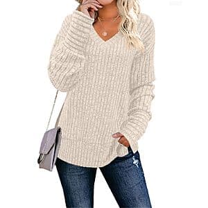JomeDesign Women's Long-Sleeve V-Neck Sweater (Various Colors) $6.30