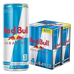4-pk 8.4-oz Red Bull Sugar Free Energy Drink (Original) $4.20 & More w/ Subscribe & Save