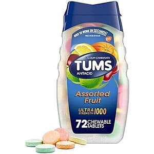 72-Count TUMS Ultra Strength 1000 Antacid Tablets (Assorted Fruit) $2.10 w/ Subscribe & Save