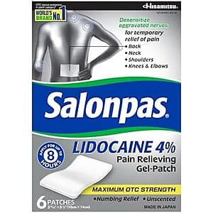 6-Count Salonpas Lidocaine 4% Pain Relieving Gel Patches $5.45 w/ Subscribe & Save