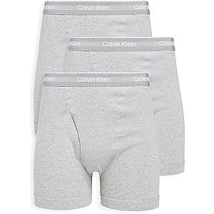 3-Pk Calvin Klein Men's 100% Cotton Classic Boxer Briefs (various) from $15.35