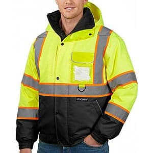 TICONN Men's ANSI Class 3 Hi-Vis Waterproof Reflective Rain Jacket from $12.25