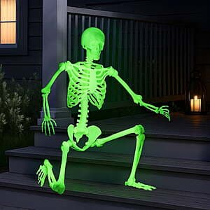 60" Way to Celebrate Poseable Outdoor Skeleton Decor (Glow/Green or Pearlized) $8.75