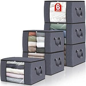 Prime Members: 6-Pack Fab Totes 60L Foldable Clothes/Blanket Storage Bags $9.95 + Free Shipping