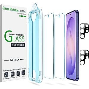 2-Pk amFilm Galaxy S26/S25/S24 Auto-alignment OneTouch Screen Protector from $4.35