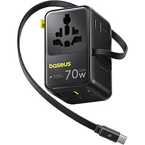 Baseus Enercore CG11 6-in-1 Universal 70W GaN Travel Adapter w/ Retractable Cable $24.85 + Free Shipping