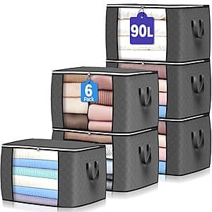6-Pack 90L Budding Joy Foldable Closet Storage Organizer Bags (Large) $9.90